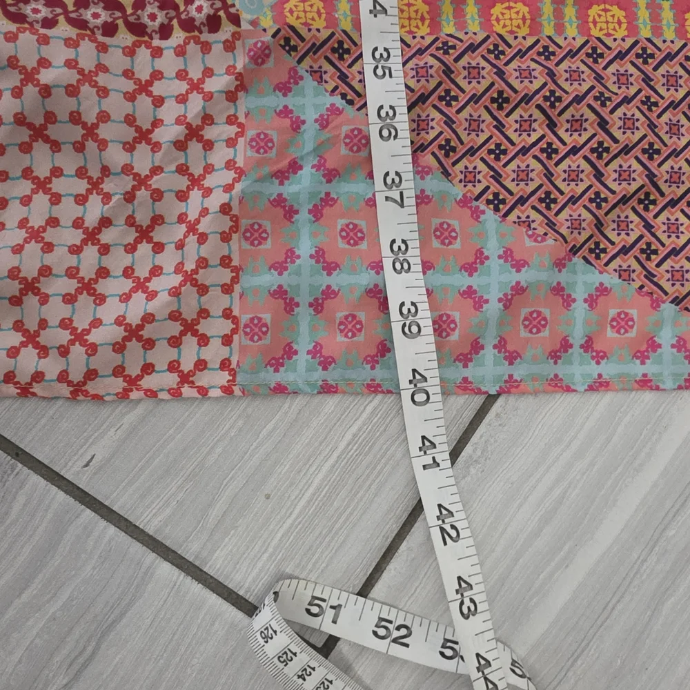 Multicolor Patchwork Cotton Scarf Wrap - Unbranded
